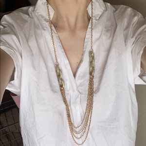 Jade Stone & Gold Chain Long Necklace 💠